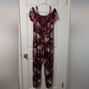 Elegant Floral Burgundy Jumpsuit